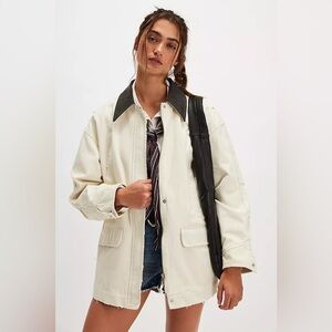 Apparis Clive Canvas Workwear Jacket in Antique White